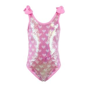 Lola + The Boys Pink Heart Sequin Swimsuit
